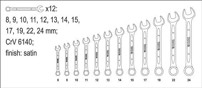 Sada klíčů očkoplochých 12ks 8 - 24 mm CrV6140 - 2